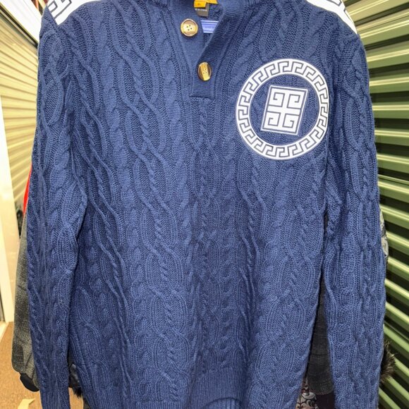 PRESTIGE MENS MULTI COLOR SWEATER GREEK KEY  DESIGN FULL ZIPPER XL - Picture 1 of 8